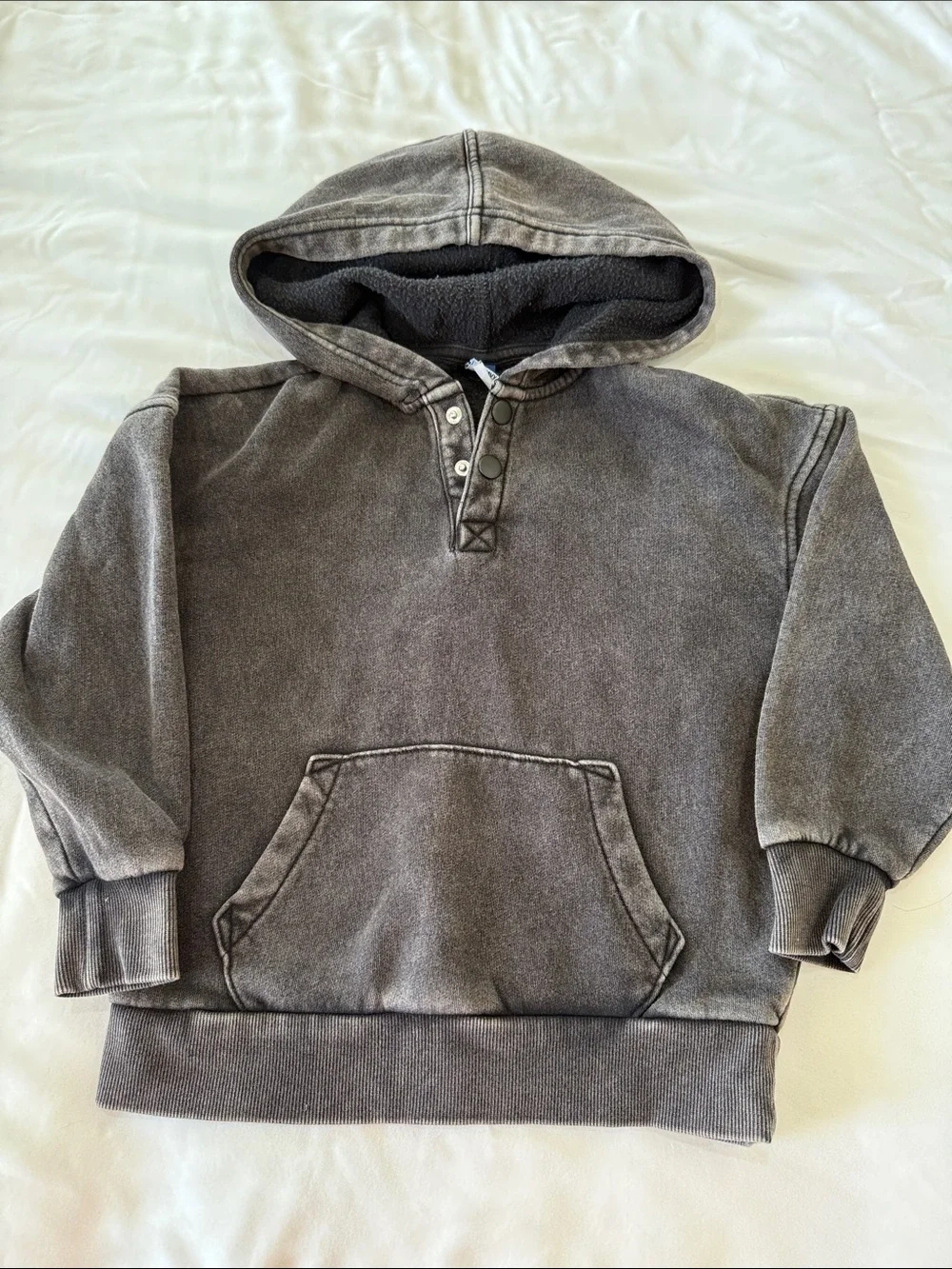 Old Navy Washed Gray Hooded Pullover Sweatshirt